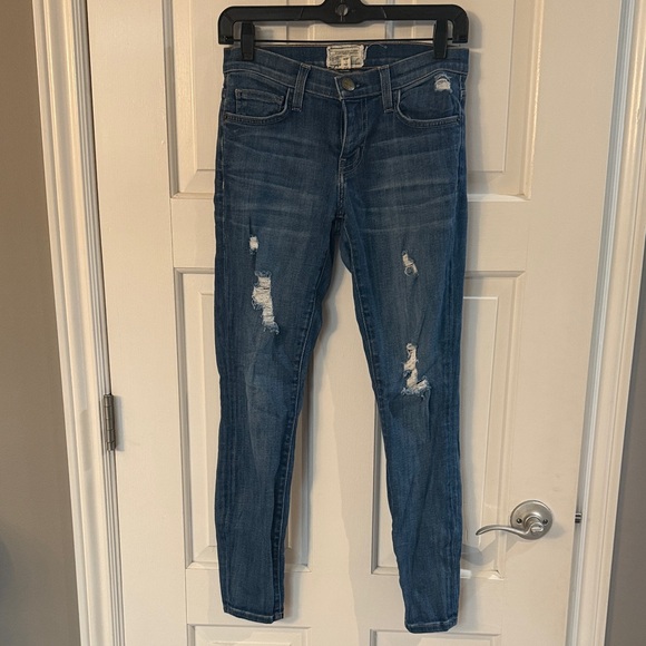 Current/Elliott Blue Distressed Skinny Jeans - Picture 1 of 5